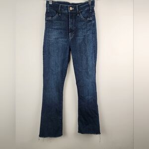 Mother The Hustler Ankle Fray Jeans Dark Wash Womens Size 24/0 High Rise